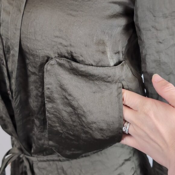 Jacob Long Sleeve Mini Shirt Dress Army Utility Buttoned Drawstring Gorpcore - Picture 5 of 15